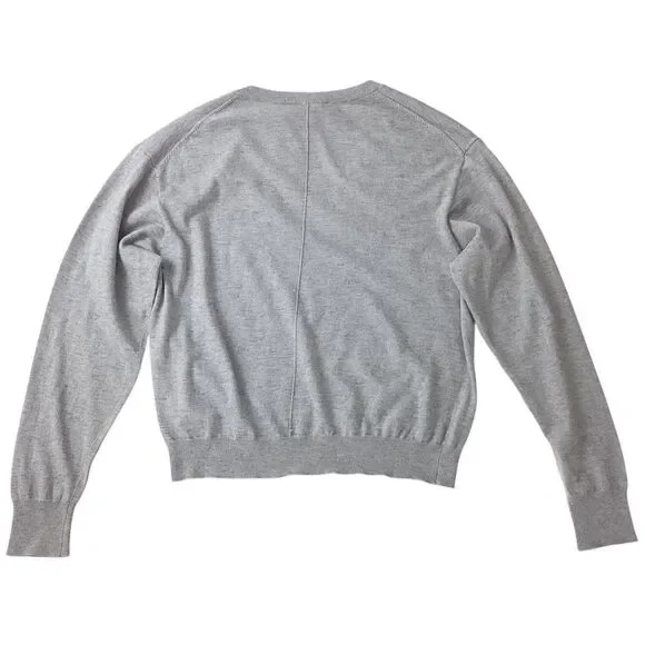 THAKOON Size XL NWT V-neck Sweater LH Light Heather Gray Lightweight Pullover - Picture 7 of 10